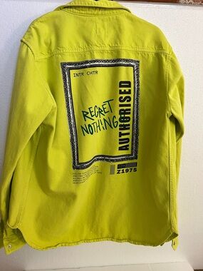 Zara Neon Yellow Relaxed-Fit Jacket XL